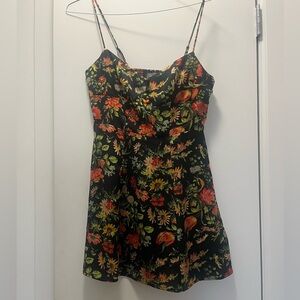 Urban Outfitters Black Dress with Red and Green Floral Pattern